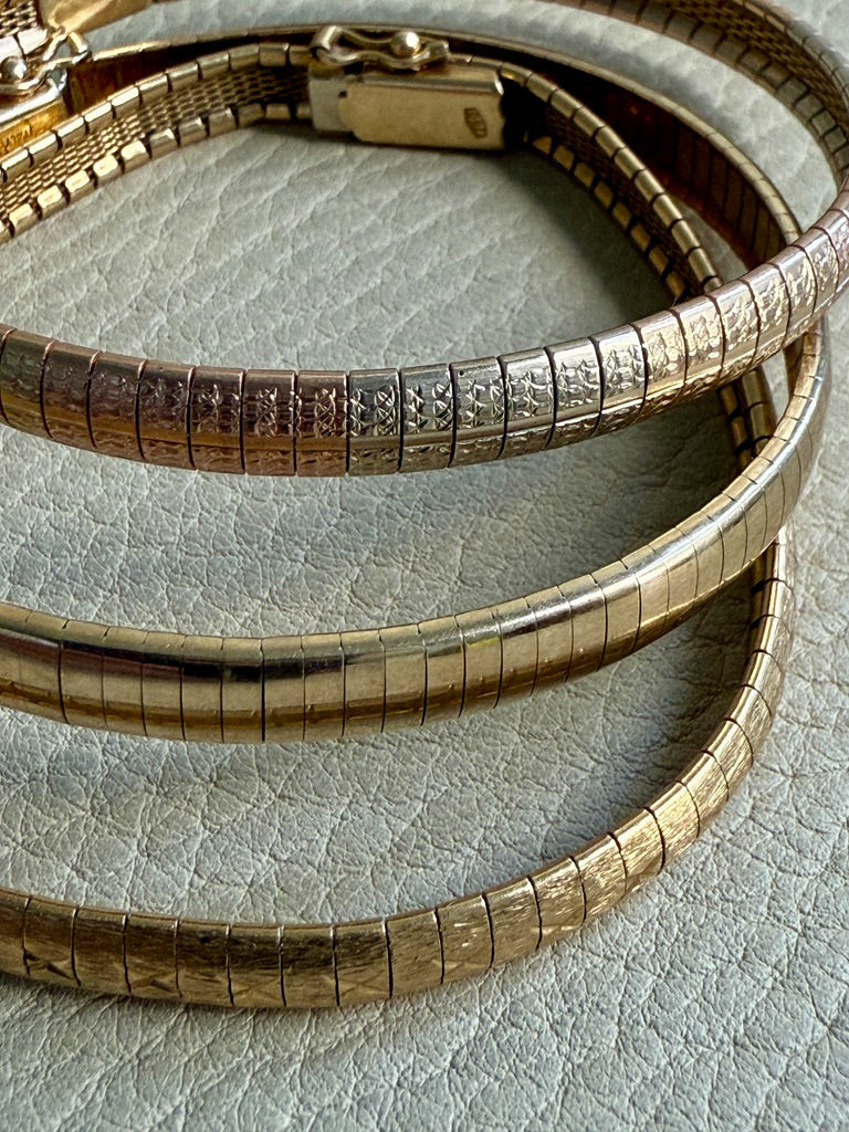 Italian Vintage High Polish Omega Link Bracelet in 14k Gold - 7 inch length