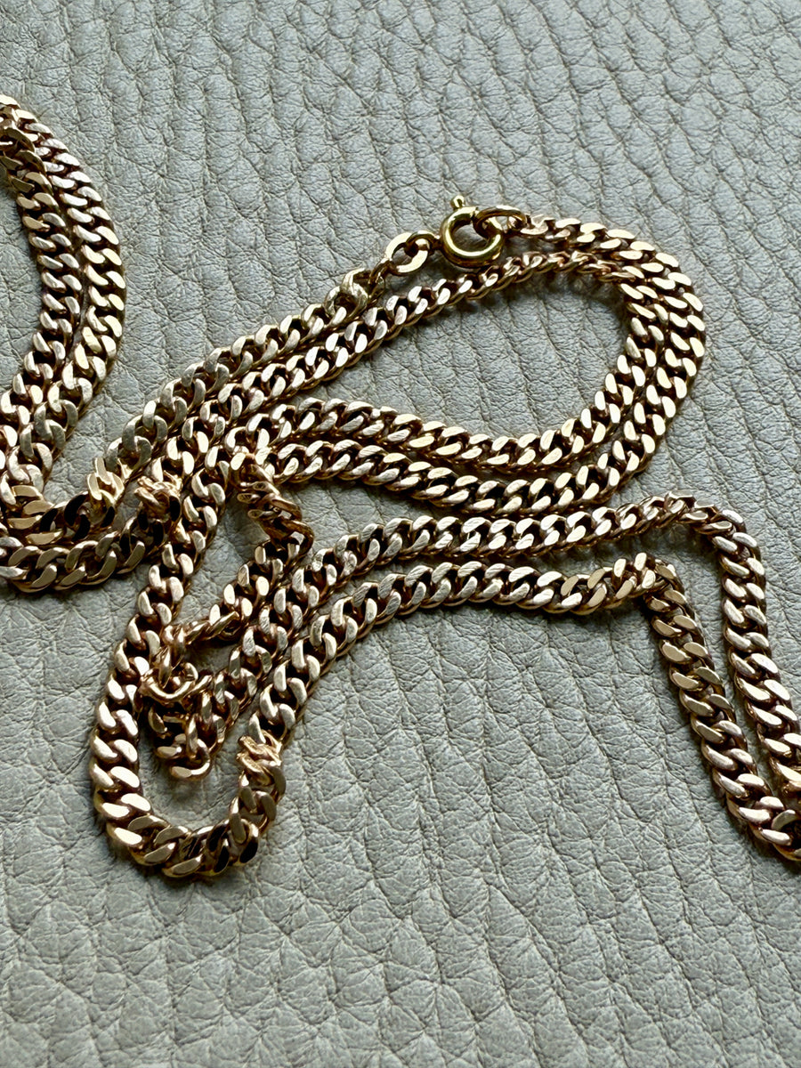 1920s era Pressed Curb Link Chain Necklace in 18k Gold - 20.1 inch length