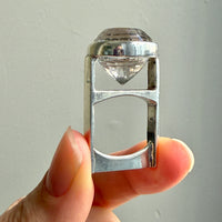 SPARKLES!! 1972 Ove Bohlin Modernist Silver and Quartz Cocktail Ring - Size 7.5