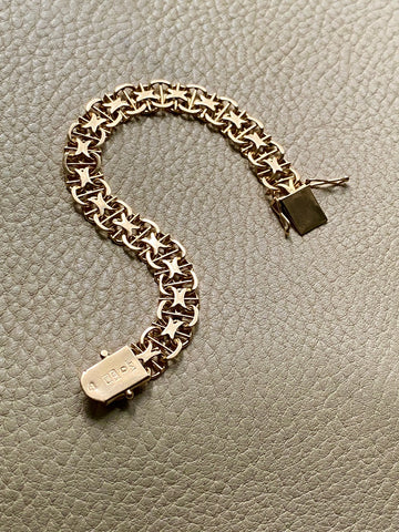1963 Star link variation 18k gold bracelet - Vintage Swedish - 7.5 inch length
