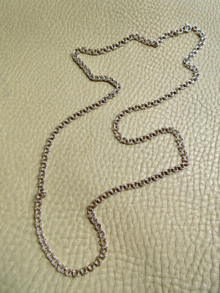 Vintage Double Link Necklace Sterling Silver – 28" Length