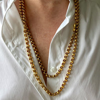1834 Antique Long Length Rolo Link Necklace 22k Gold - 54.3 inch length