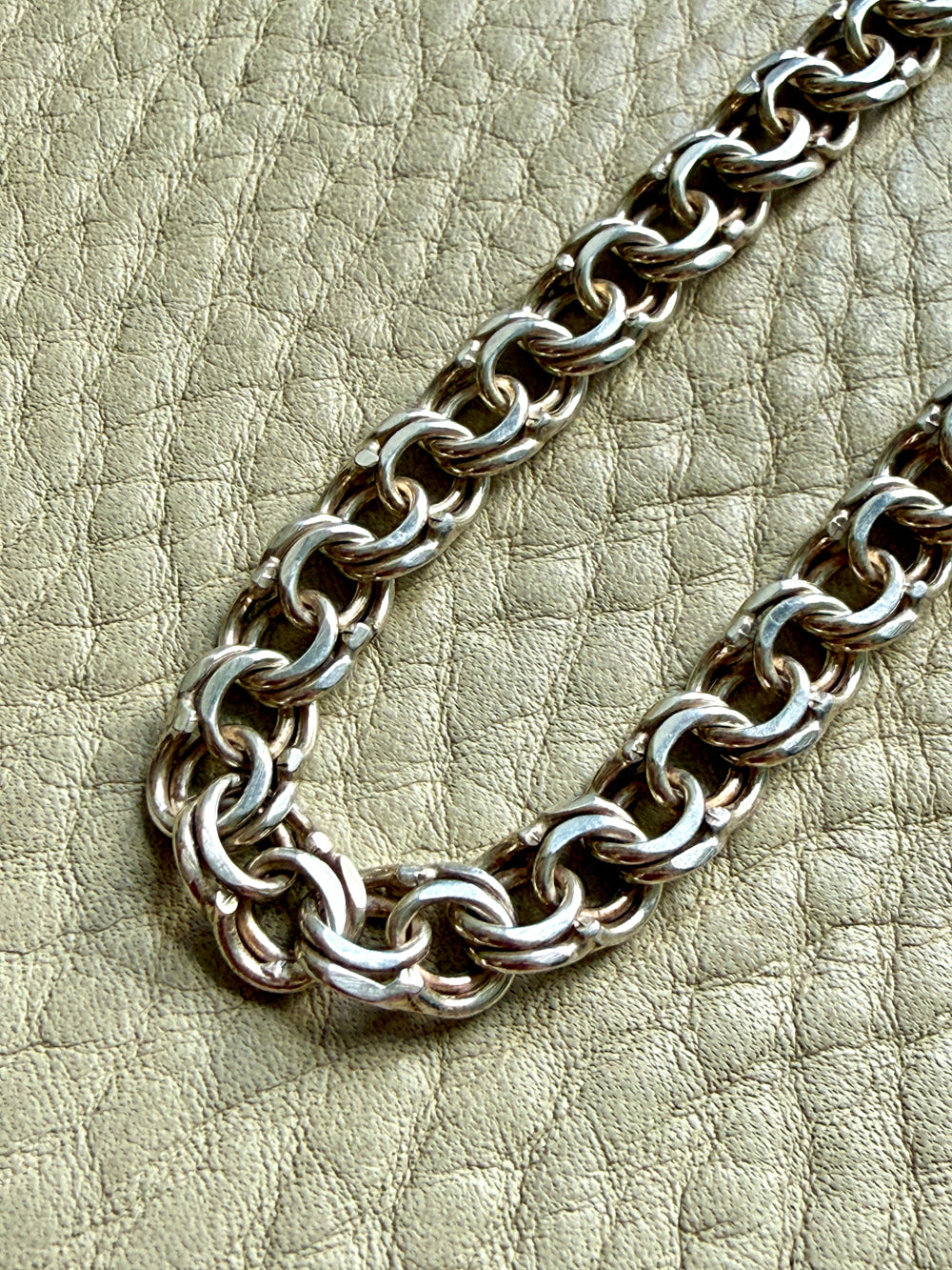 Vintage Sterling Silver Double Link Curb Chain Necklace – 17 Inch Length