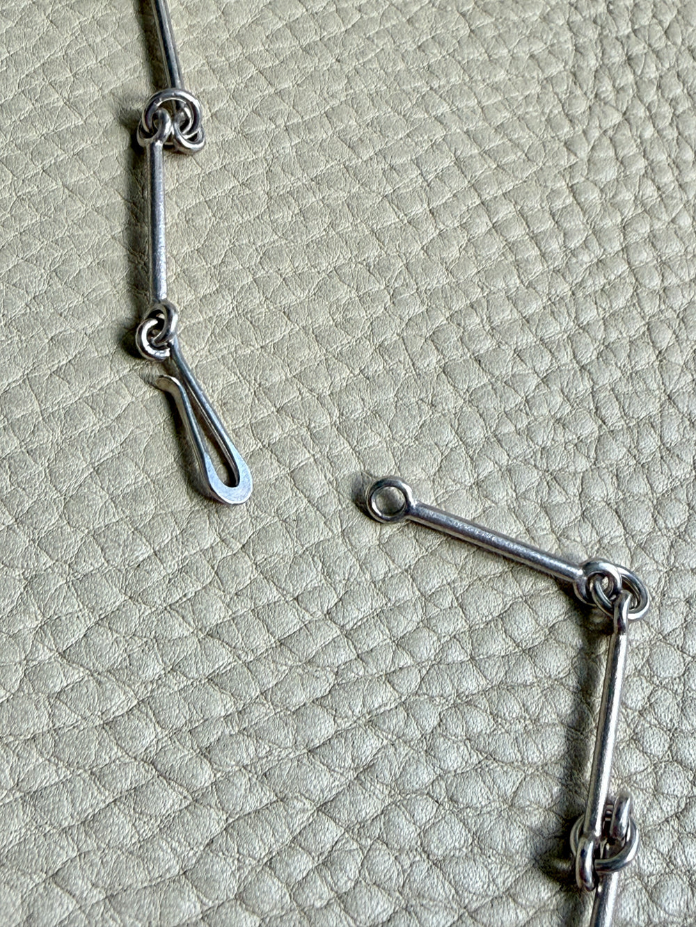 Brutalist Silver Rod Link Necklace with Organic Square Pendant and Large Faceted Crystal Quartz - 20.8 inch length