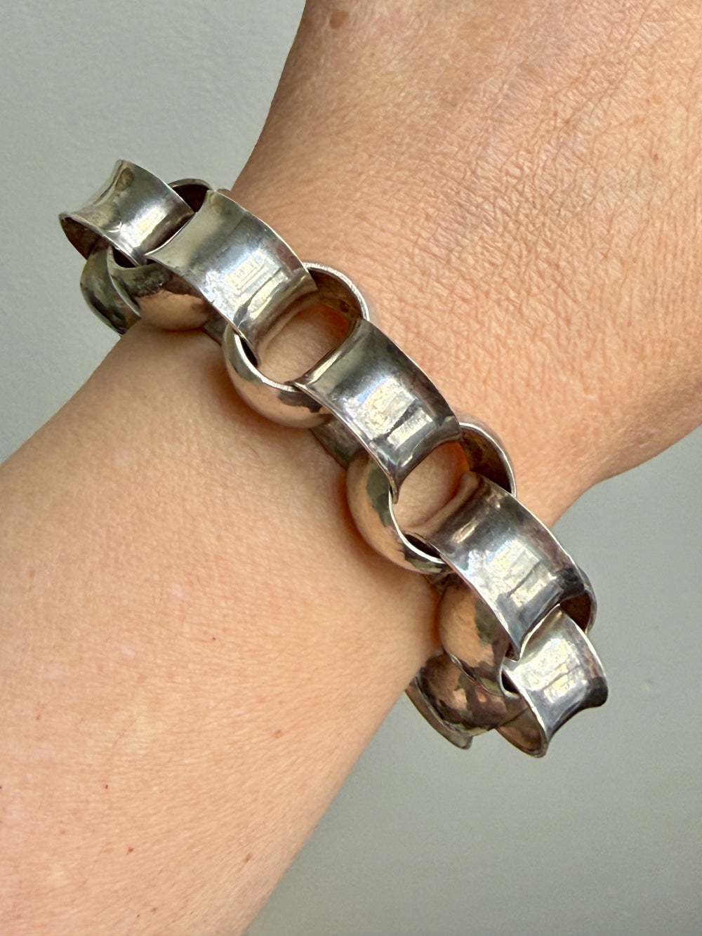 WOW Chunky! 1971 Vintage Swedish Sterling Silver Rolo Link Bracelet 107g – 6.5 inch interior circumference