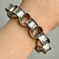 WOW Chunky! 1971 Vintage Swedish Sterling Silver Rolo Link Bracelet 107g – 6.5 inch interior circumference