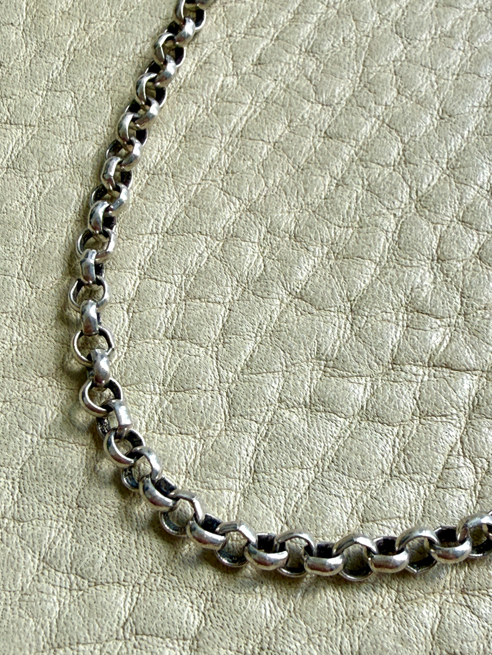 Vintage Silver Rolo Link Necklace- 23.6 inch length