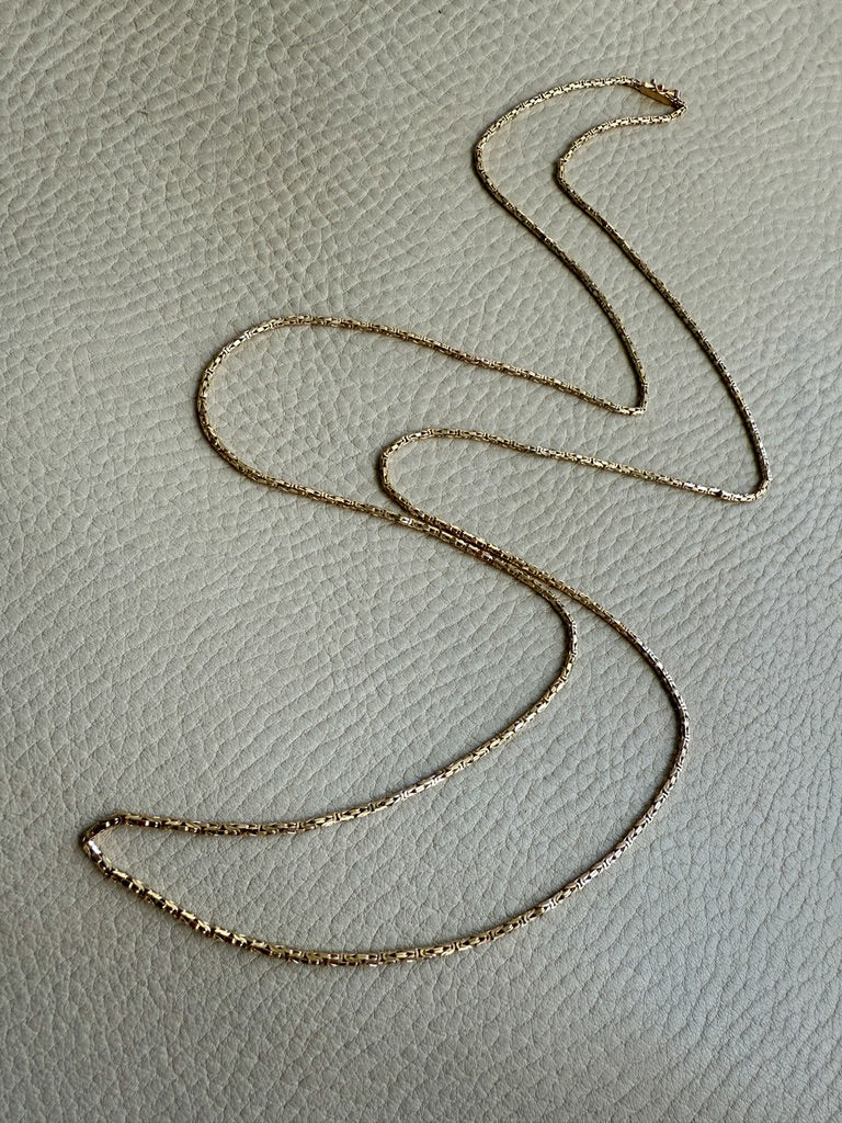 Antique Byzantine Link Necklace in 14k gold - Excellent 35.75” long length!