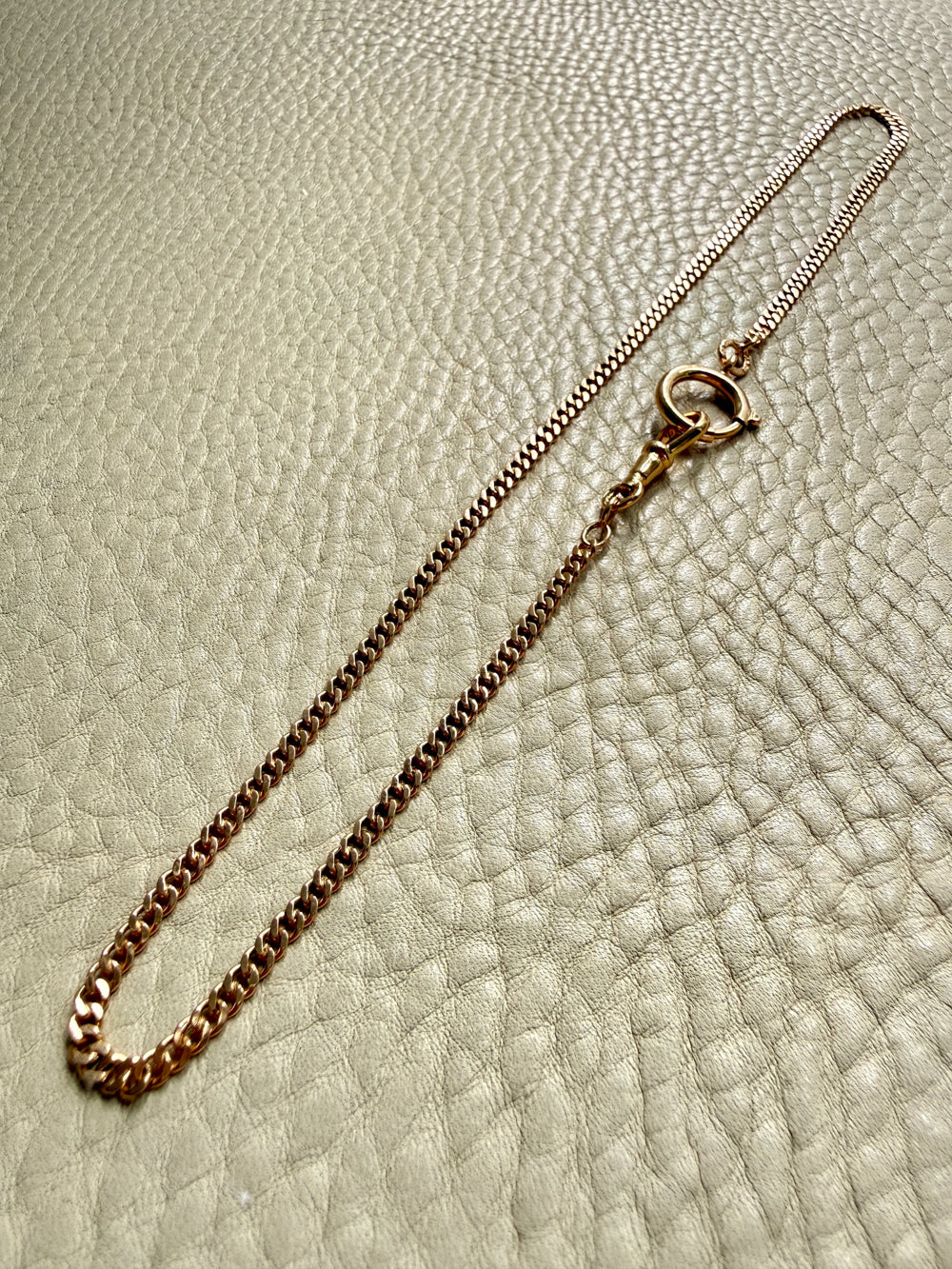 1943 Swedish Vintage Gold Curb Link Watch Chain Necklace 18k Gold – 16 Inch Length