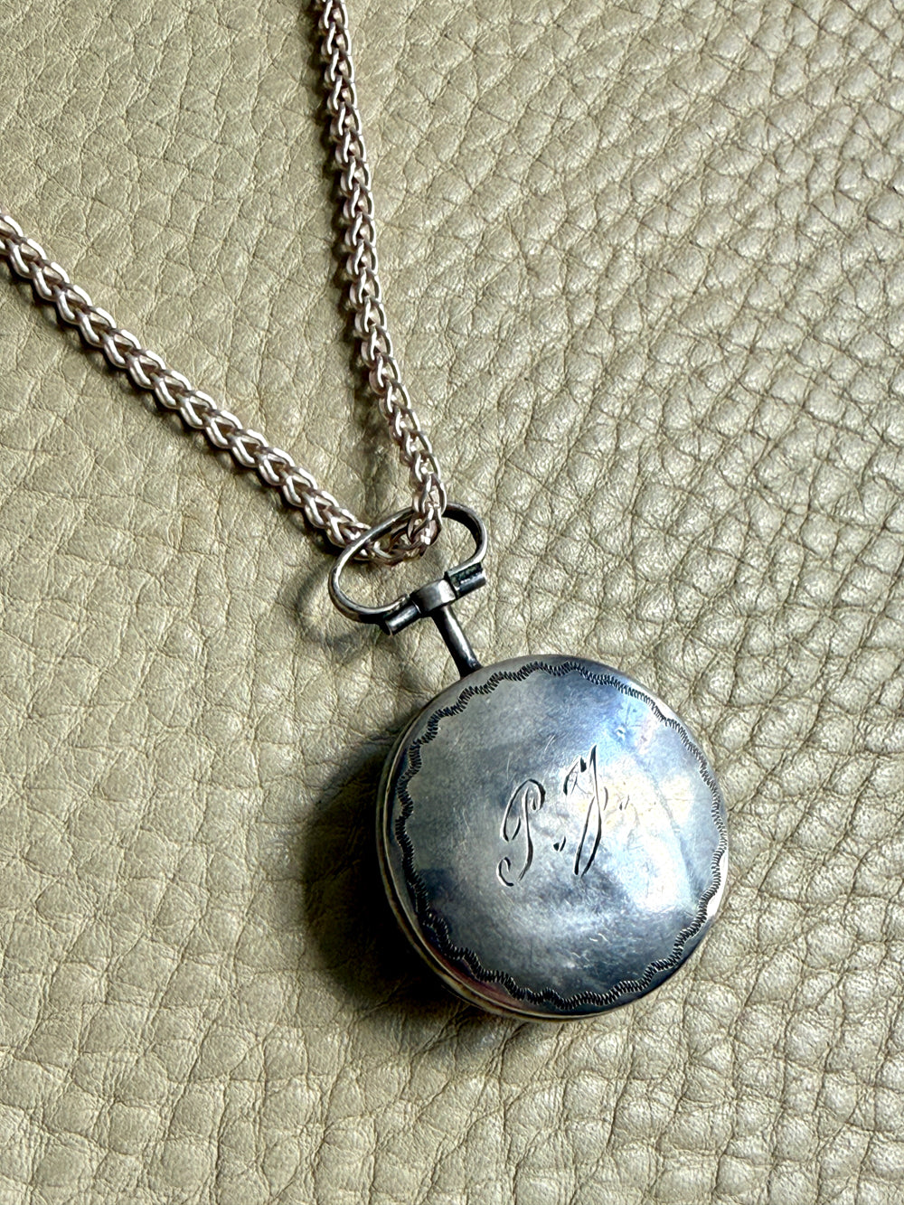 Antique Swedish Silver Round Locket / Pill Container Pendant – 1.6 Inch