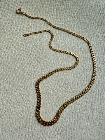 1923-1965 Swedish 18k gold pressed curb link necklace, graduated width - 17.3 inch length