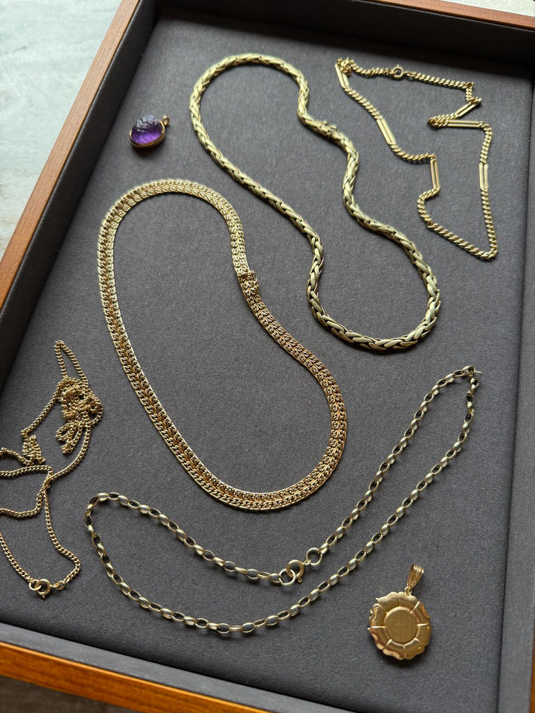 Vintage 14k Gold Smooth Braided Half Round Necklace - 18.5 inch