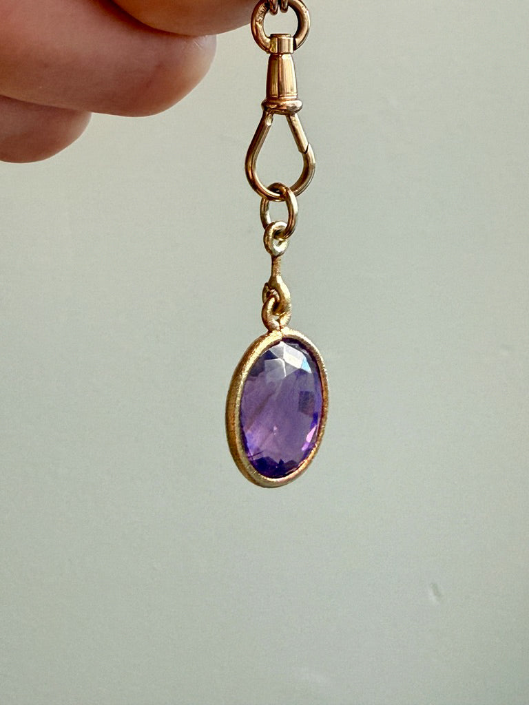 Vintage Scandi 18k gold Faceted Amethyst Pendant