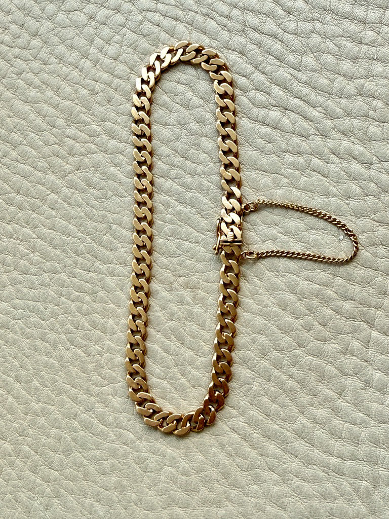 1930 Swedish Vintage Gold Curb Link Bracelet 18k Gold – 8 Inch Length