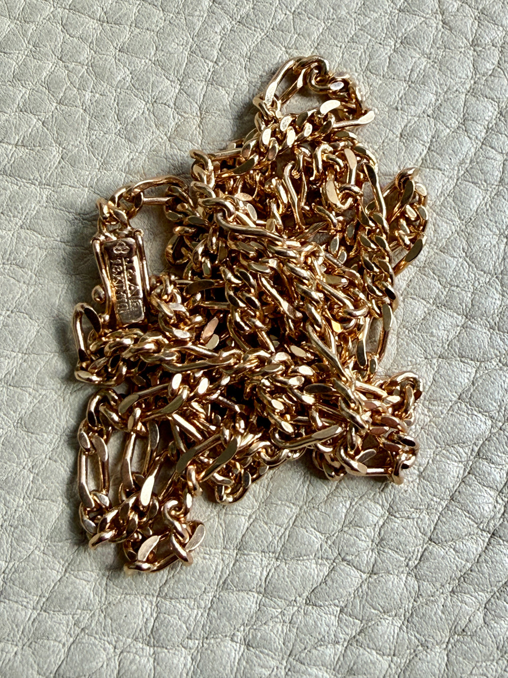 1986 Figaro Curb Link Variation Long Necklace in 18k Gold - 27.7 inch length