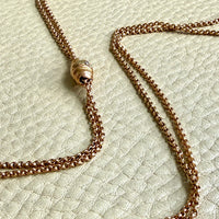 Victorian Era Antique 18k Gold Longuard Belcher Link Chain with Slider & Dog Clip - 33 inch doubled necklace length