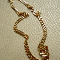 1978 Swedish Vintage Tapered Curb Link Necklace 18k Gold – 19.5 Inch Length on beige background