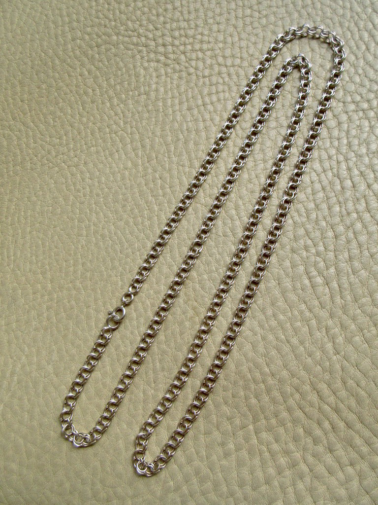 Vintage Double Link Necklace Sterling Silver – 28" Length