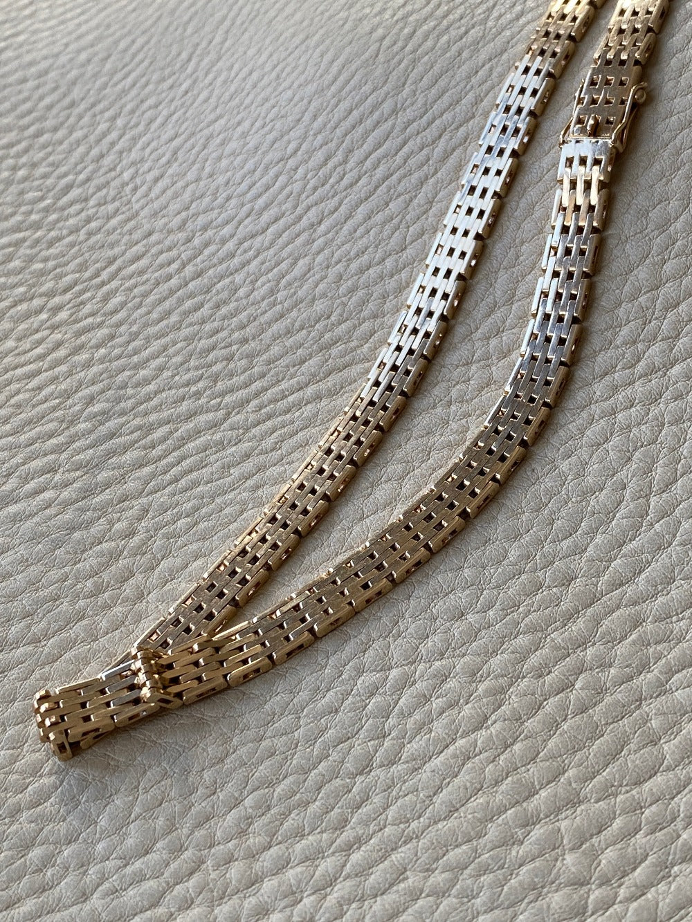 Luxurious and HEAVY solid gold brick link necklace - Danish 1960s  vintage - 17 inch length