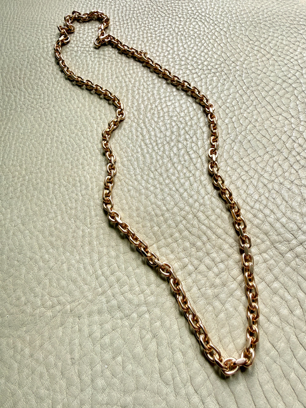 YUM! 1979 Swedish Vintage 81g Biker Link Chain Necklace 18k Gold – 24 Inch Length