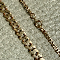 Swedish Vintage 18k Yellow Gold Graduated Pressed Curb Chain Necklace - 20.3 inch length