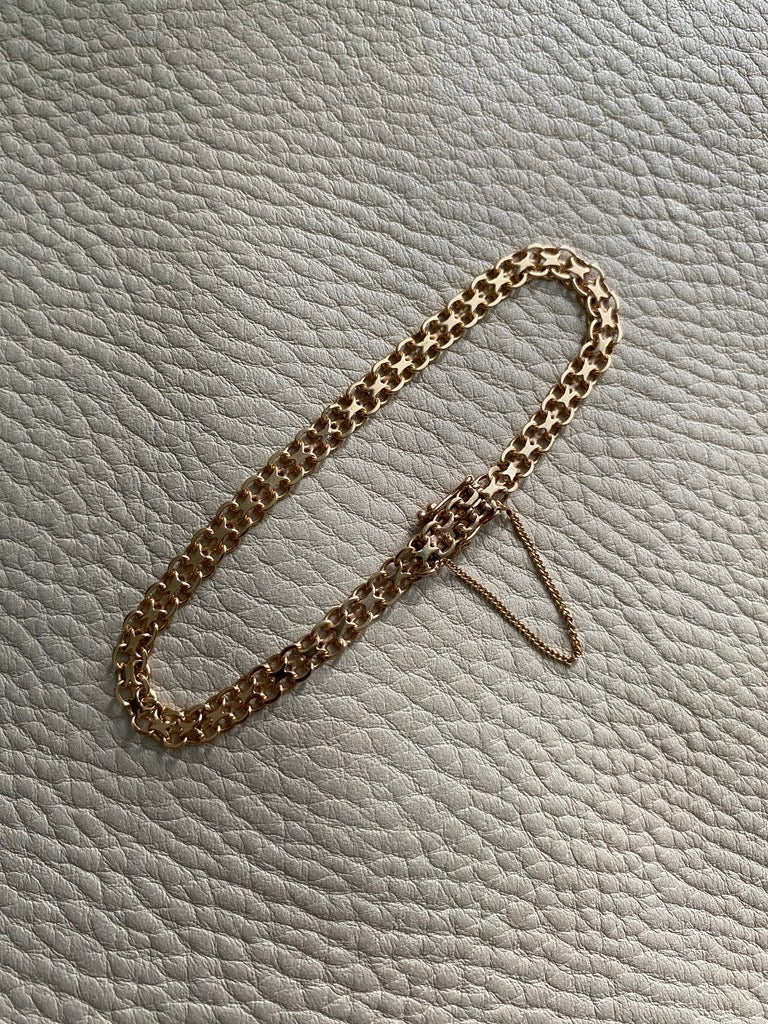 1962 Slender x-link bracelet in 18k gold - Vintage from Stockholm, Sweden - 7.5 inch length