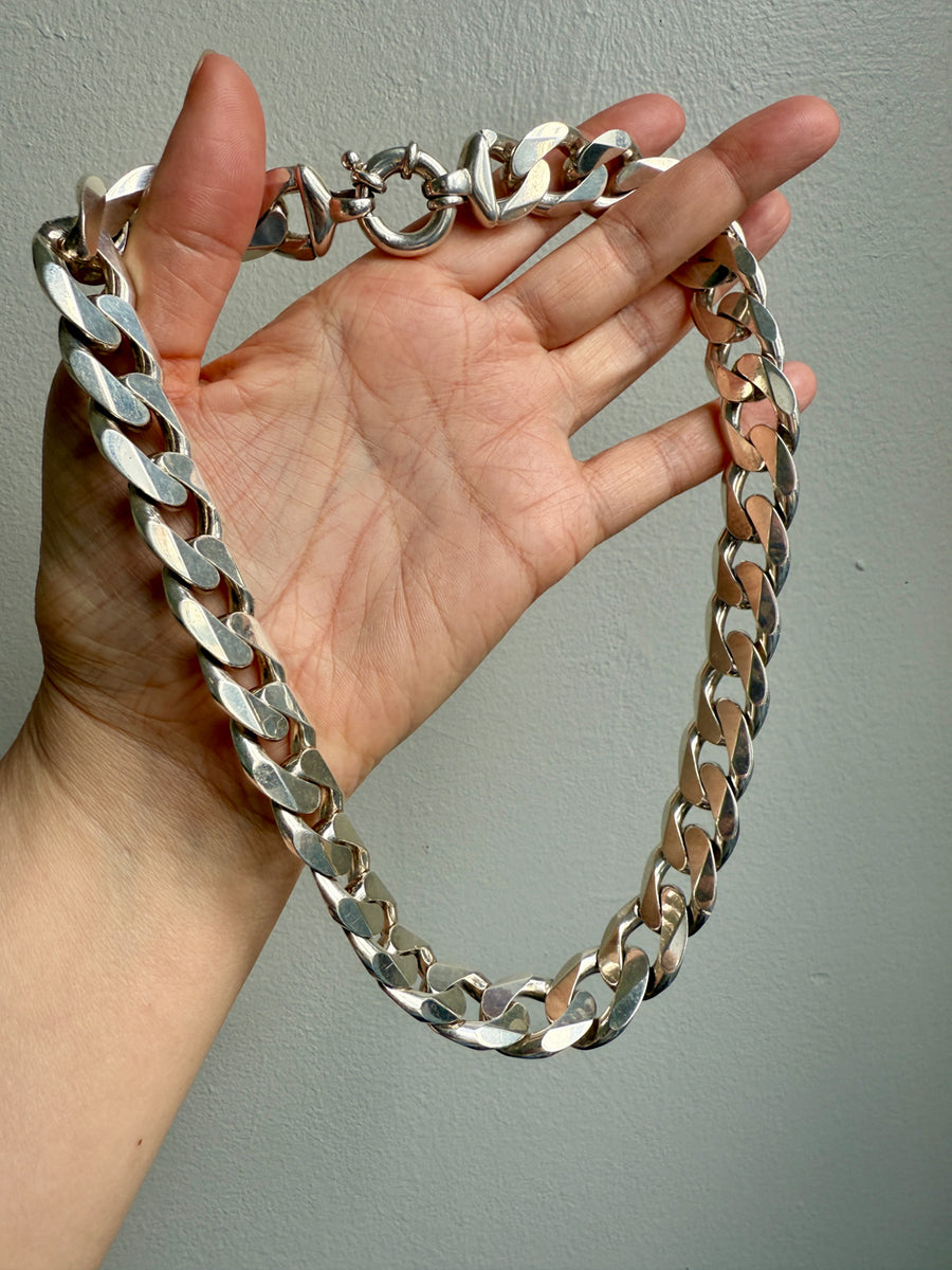 CHUNKY!! Sterling Silver Curb Chain Necklace - 20 inch length