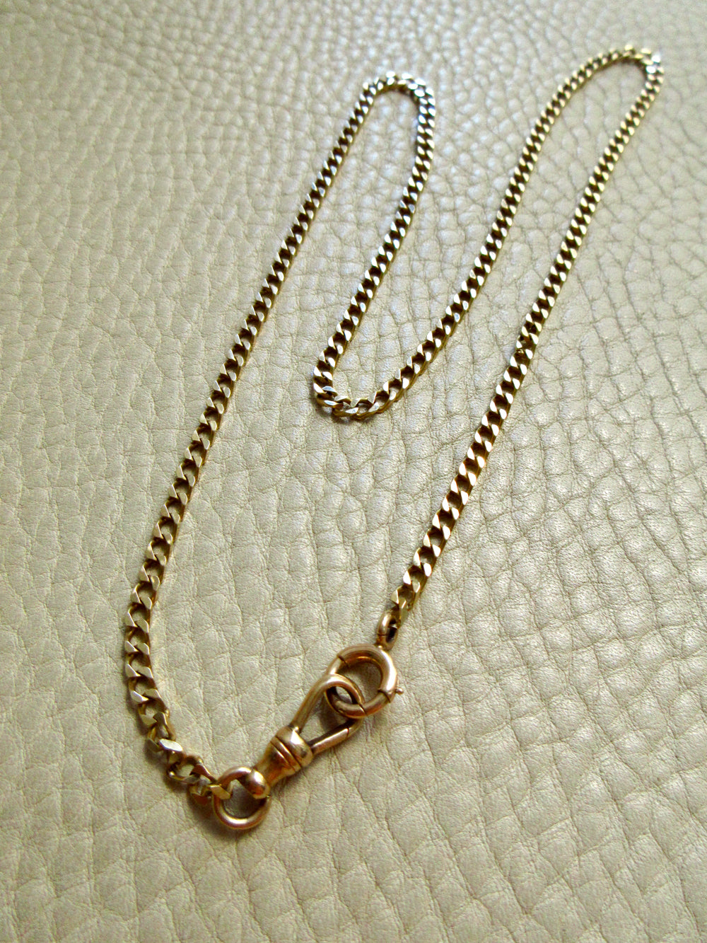 Vintage 14k Gold Faceted Curb Link Watch Chain Necklace – 19.3 Inch Length