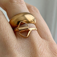 Totally unique! Scandinavian vintage 18k gold ring - folded form studio ring - size 9