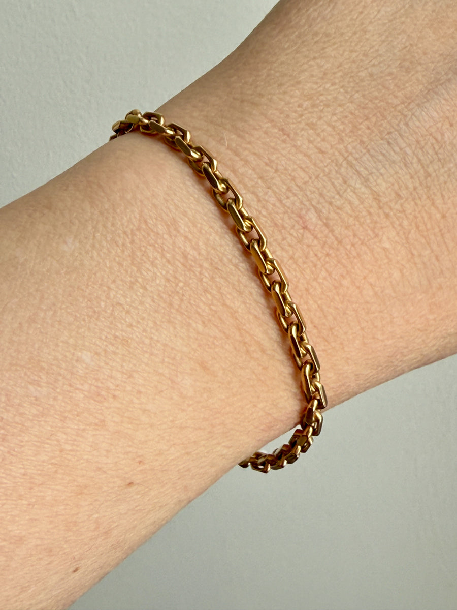 1953 Swedish Vintage 18k Gold Biker Link Bracelet 3.6mm width - 7.3 inch length
