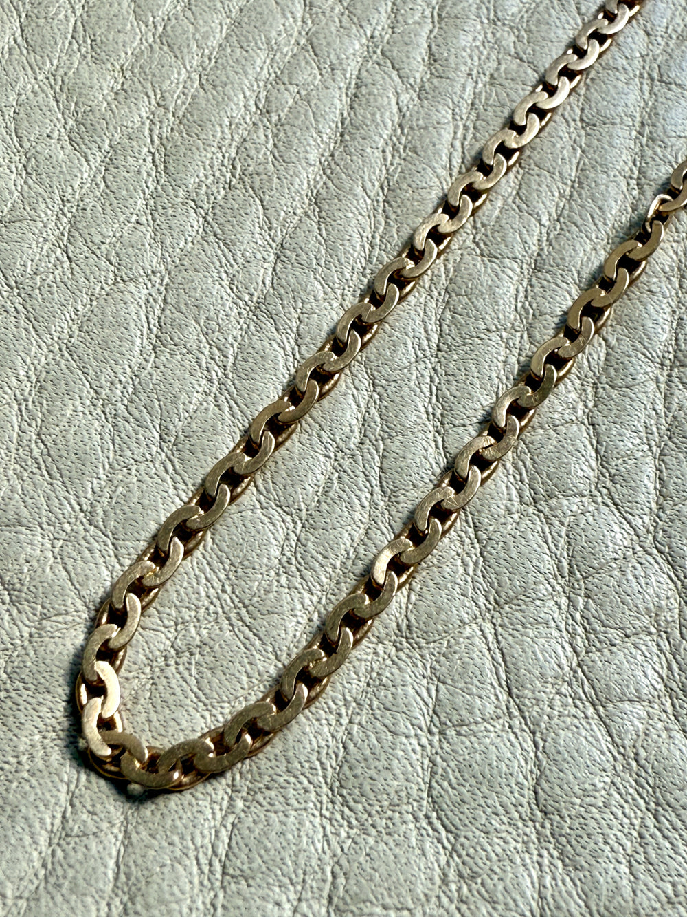 18k Gold Antique Virola Link Watch Chain Front Clasp Necklace - 16.4 inch length