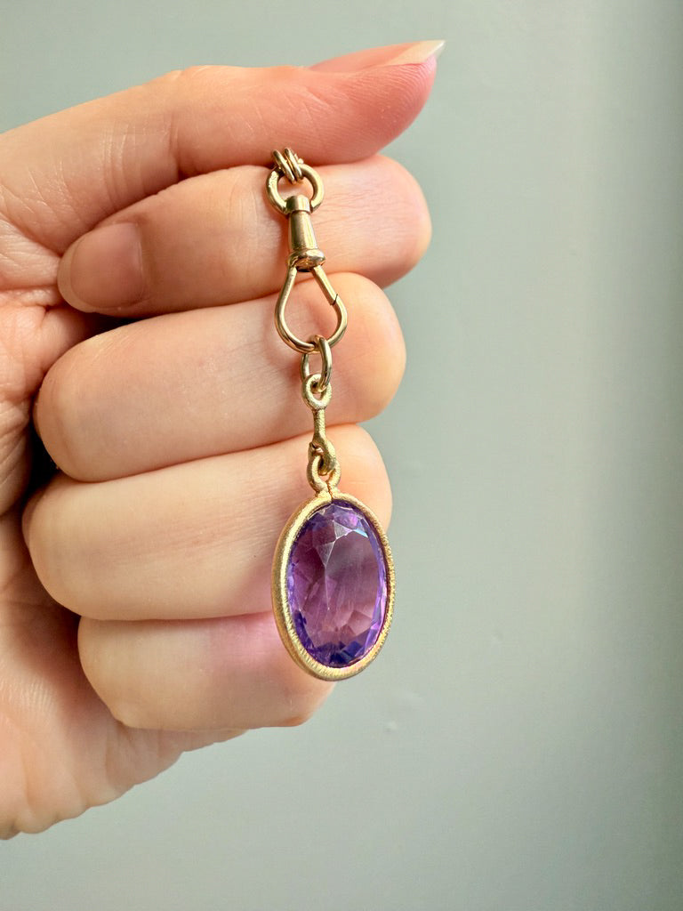 Vintage Scandi 18k gold Faceted Amethyst Pendant