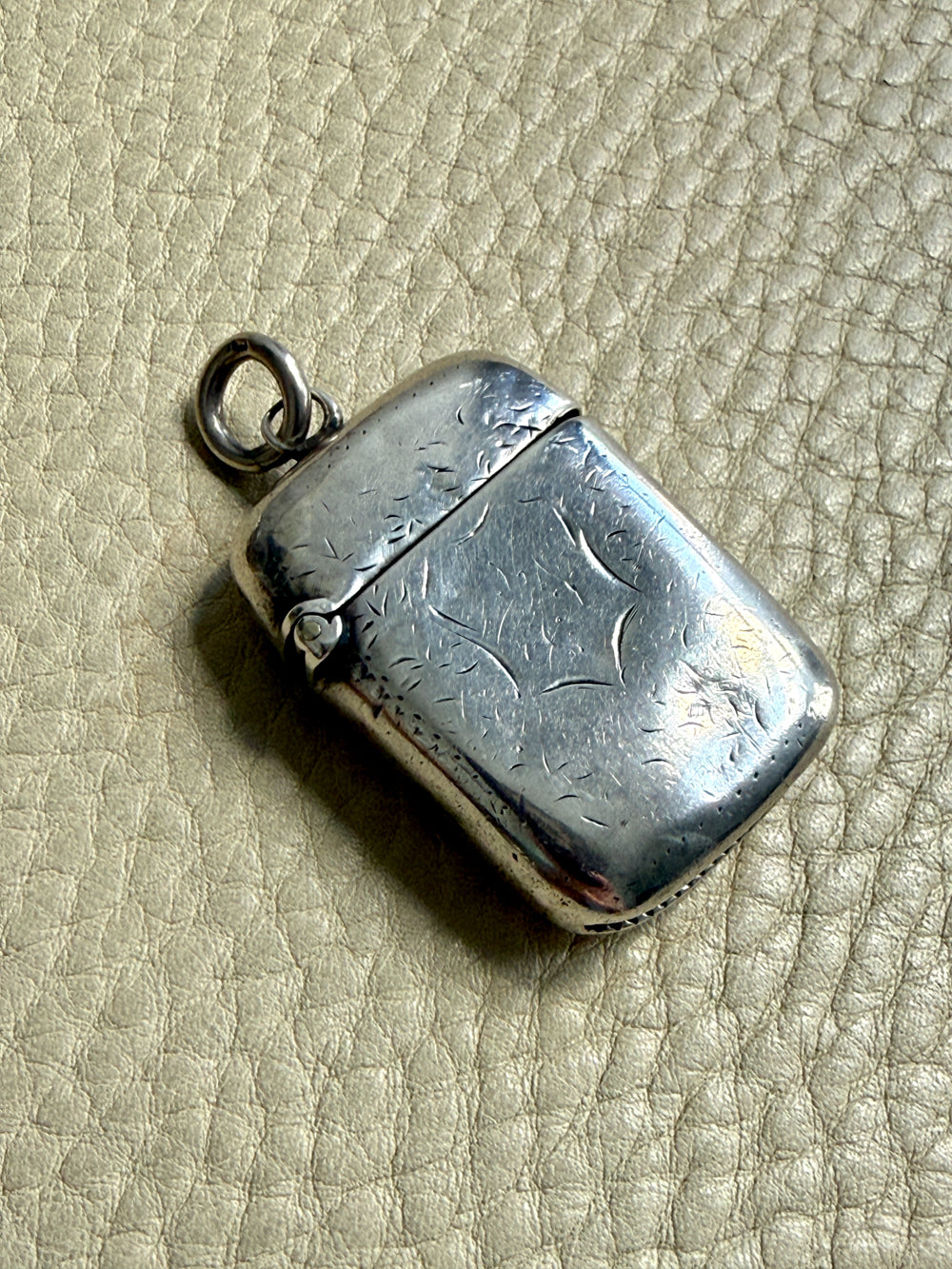 European Antique Silver Pendant - Match / Vesta Case - 3.5 inch length
