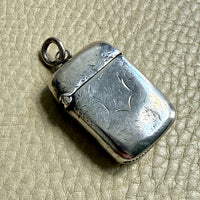 European Antique Silver Pendant - Match / Vesta Case - 3.5 inch length