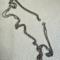 Antique Silver Cable Link Double Strand Necklace - 30 inch doubled length - adjustable