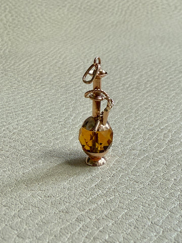 Vintage Hookah Charm or Pendant in 18k Gold and Citrine