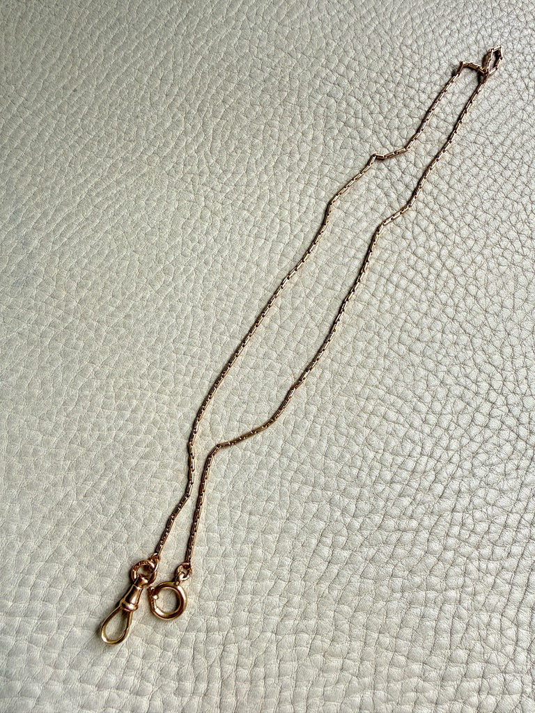 Skinny Antique Double Fetter Watch Chain Necklace 18k Gold – 17.5 Inch Length