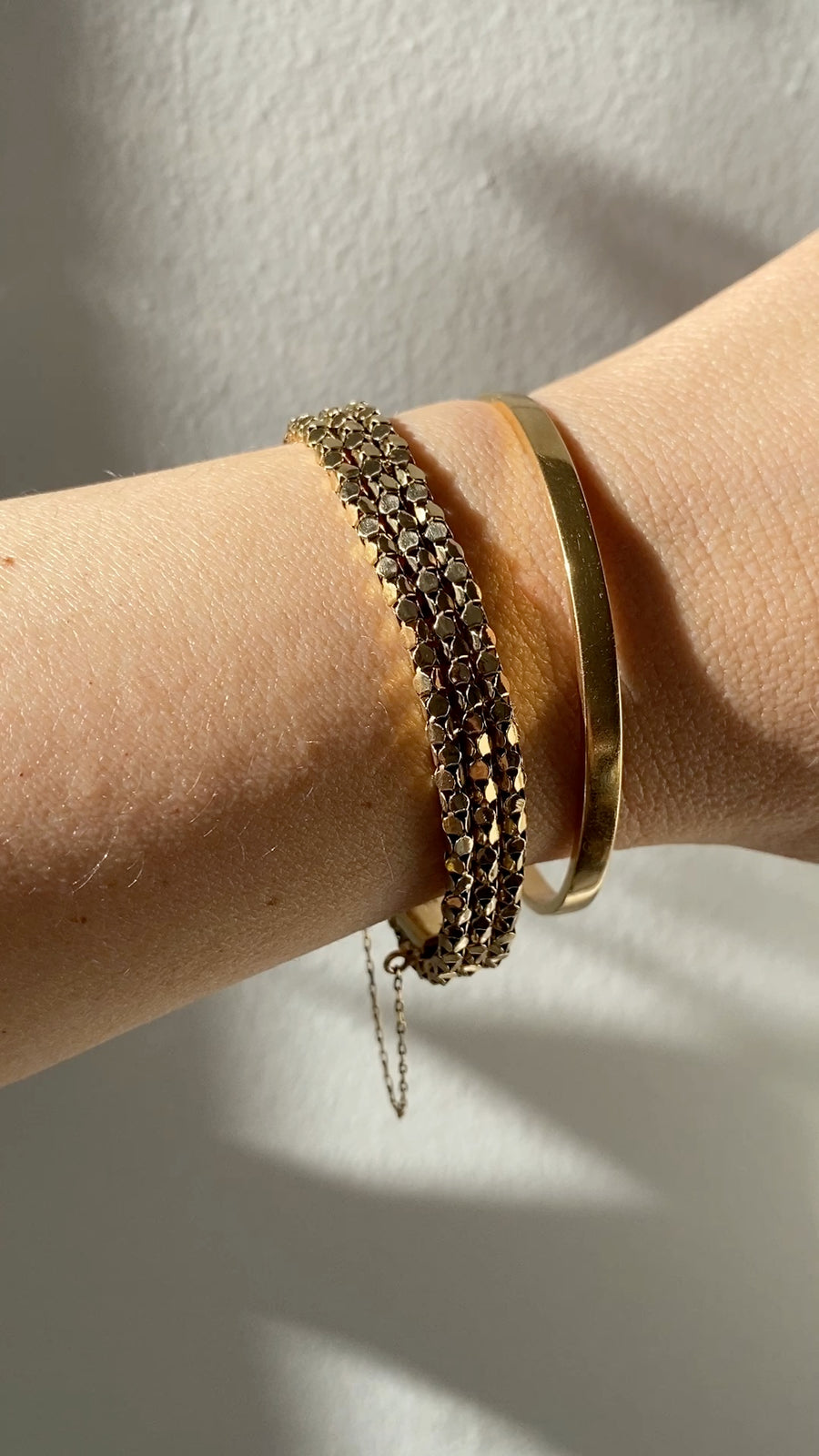 Honeycomb link triple strand bracelet - 18k gold - 7 inch length