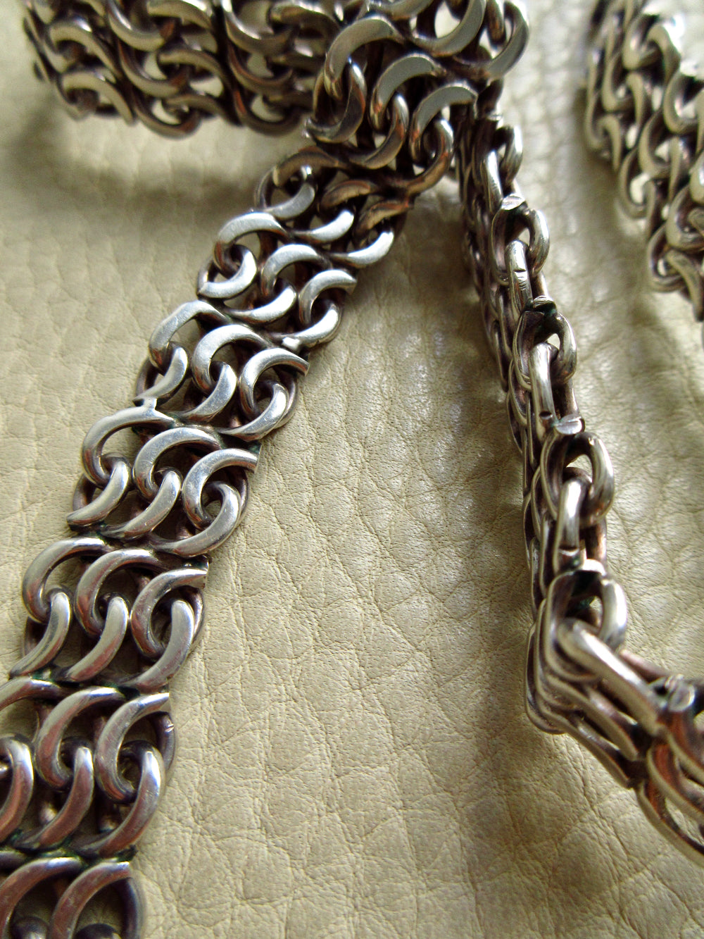 1963 Vintage Swedish Silver Crescent Link Collar Necklace – 16 inch Length