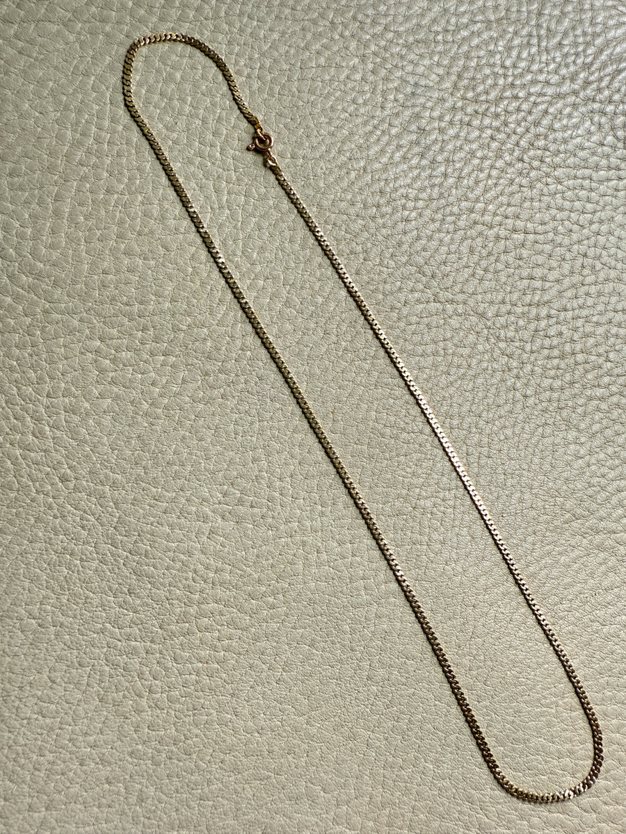 Scandinavian Vintage Pressed Curb Link 18k Gold Necklace - 17.5 inch length