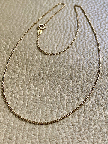 14k Gold Danish Vintage Slim Biker Link Chain Necklace - 18.25 inch length
