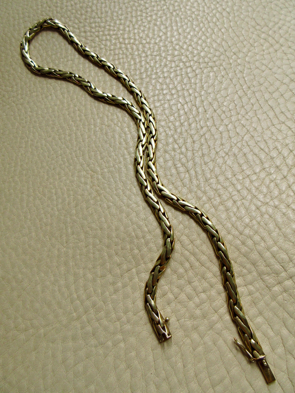 Vintage 14k Gold Smooth Braided Half Round Necklace - 18.5 inch