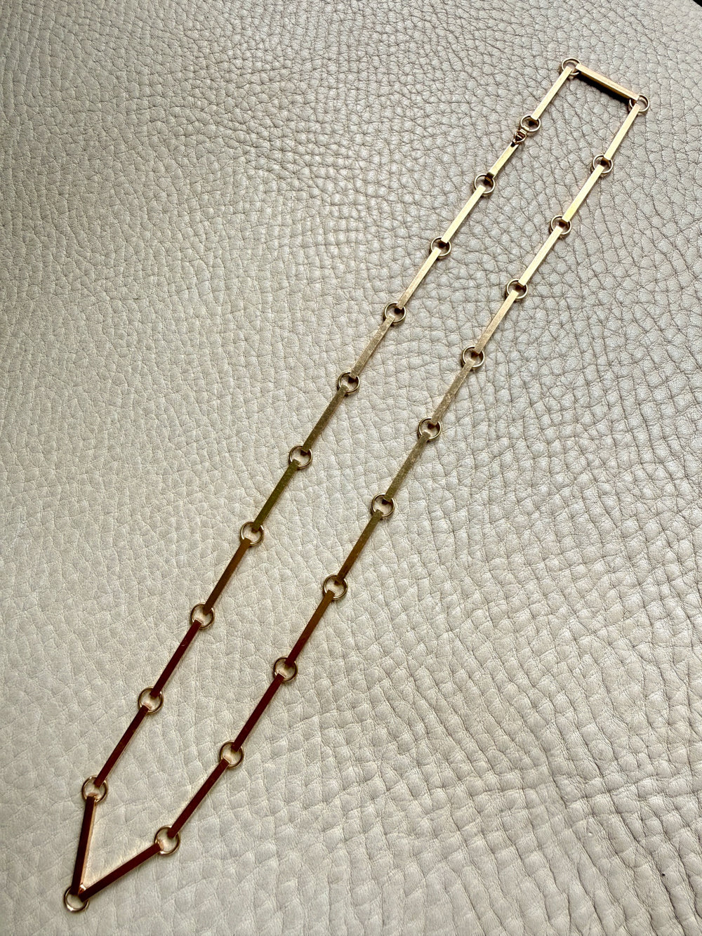 1979 Signed Swedish Vintage Bar Link Necklace 18k Gold, 29 gram – 20.5 Inch Length