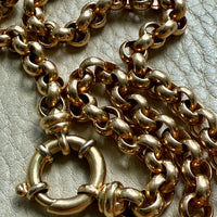Chubby! 18k Gold Rolo Link Necklace with Large Bolt Clasp - 17.8 inch length
