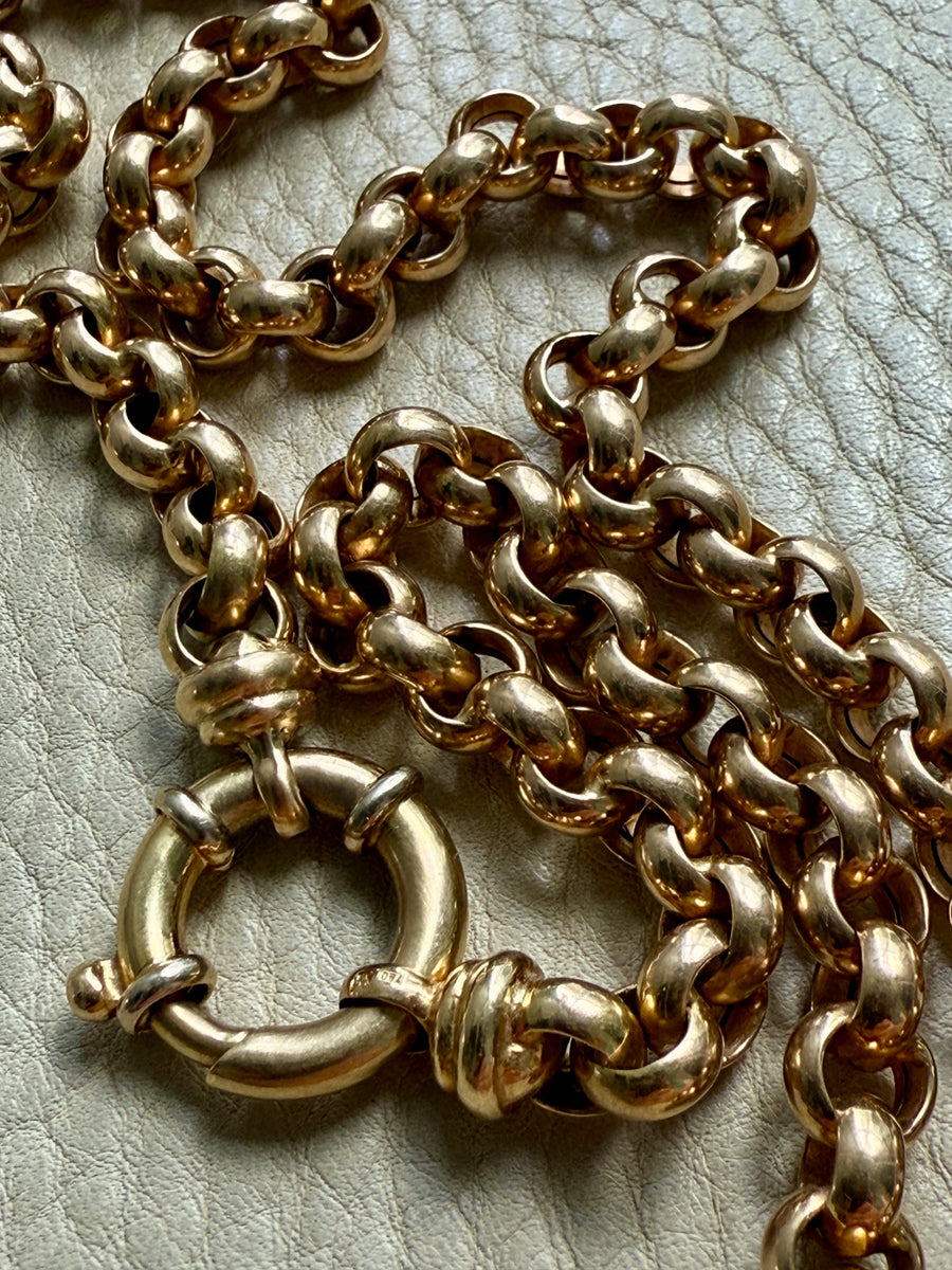 Chubby! 18k Gold Rolo Link Necklace with Large Bolt Clasp - 17.8 inch length
