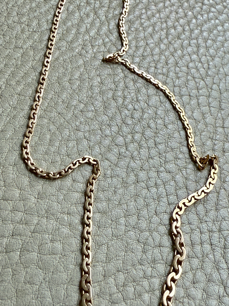Vintage 18k gold Virola Link Necklace - Graduated width - 17.4 inch length