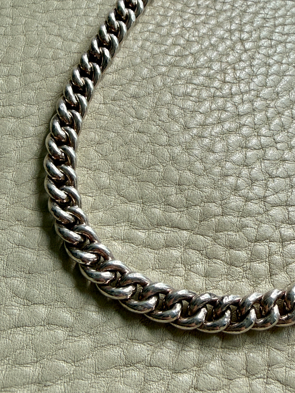 Midcentury Vintage Silver Chubby Curb Necklace - hollow links - 16.4 inch length