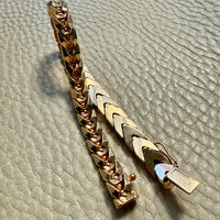 Chevron Dimensional Link Bracelet in 18k Gold - Vintage Midcentury era - 7.3 inch length