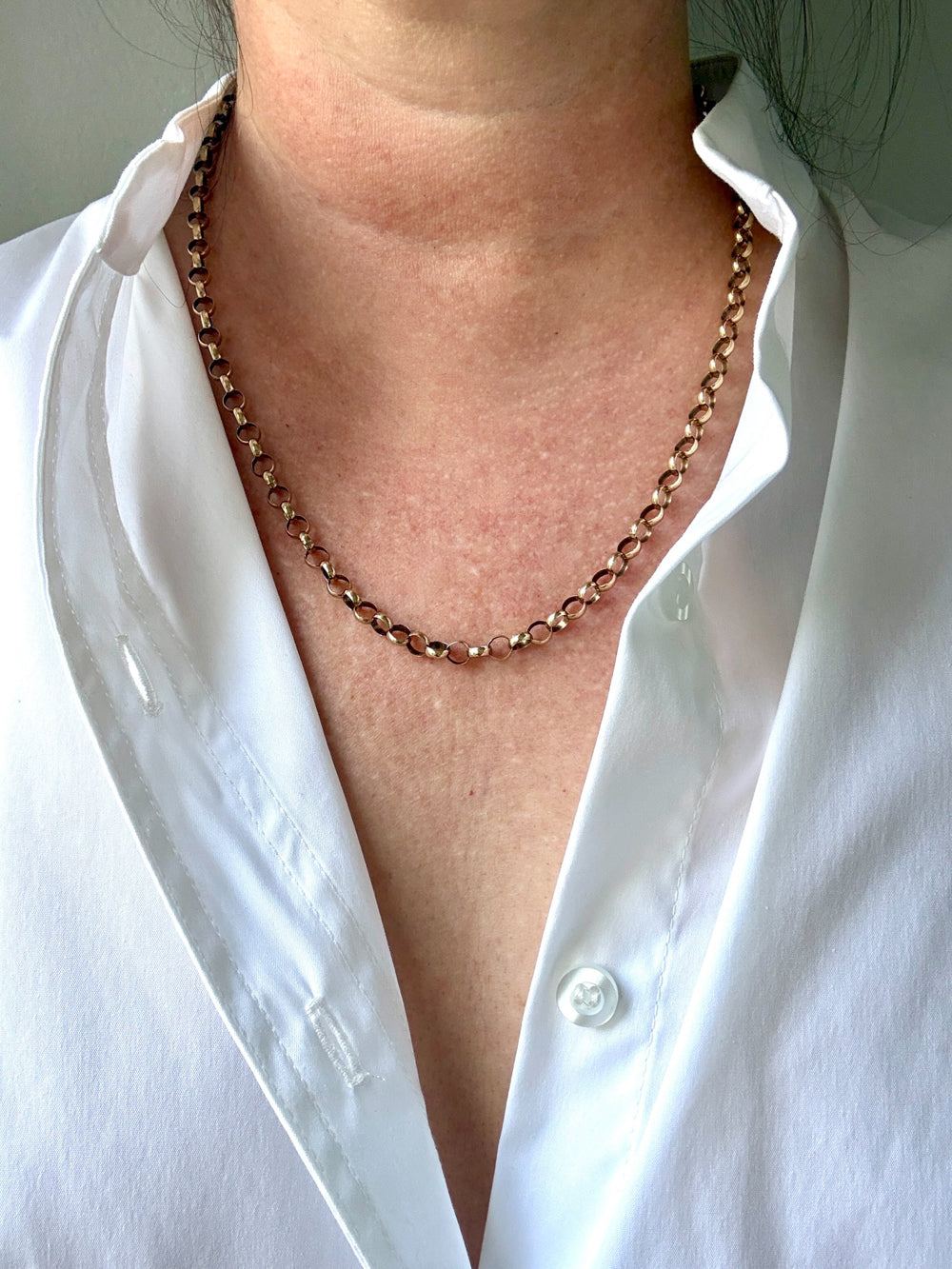 9k gold Antique Rolo Link Chain - 21 inch length