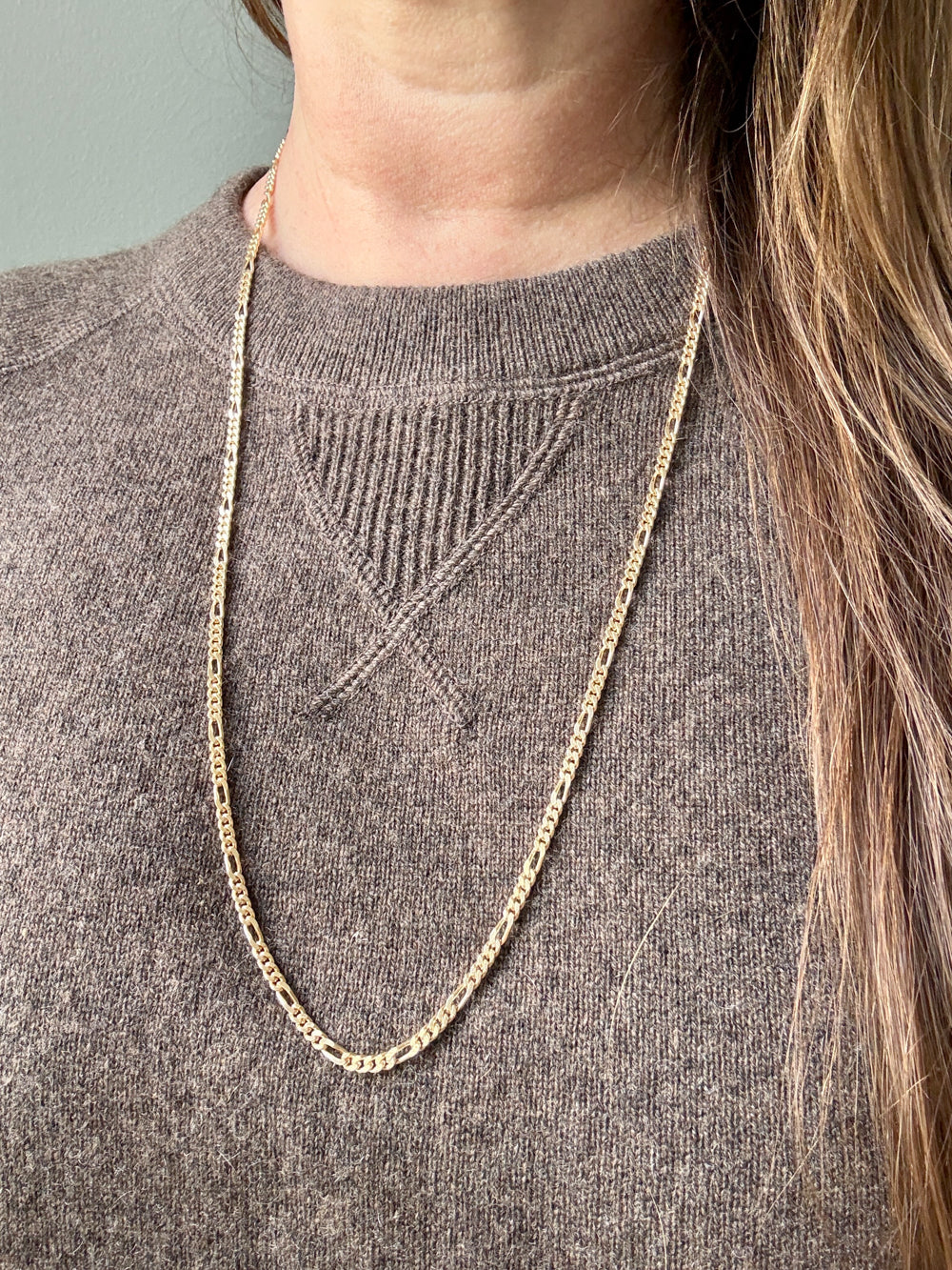 1986 Figaro Curb Link Variation Long Necklace in 18k Gold - 27.7 inch length